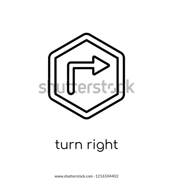 Turn right\
sign icon. Trendy modern flat linear vector Turn right sign icon on\
white background from thin line traffic sign collection, editable\
outline stroke vector\
illustration