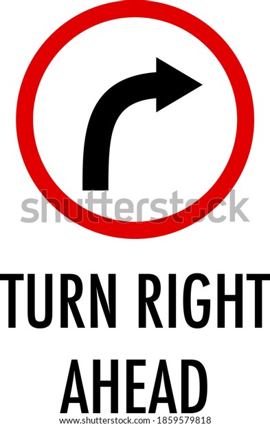 Turn right\
sign on white background\
illustration