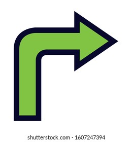 Turn Right. Simple Vector Color Icon.