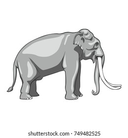 Turn Right Thai Elephant Big ivory Illustrator on White Background 