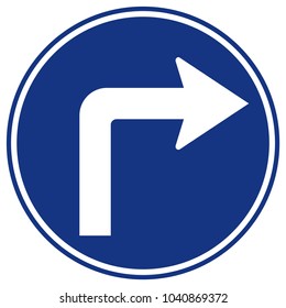 Turn Right Traffic Road Sign,Vector Illustration, Isolate On White Background Symbols Label. EPS10 