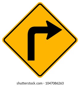 Turn Right Traffic Road Sign,Vector Illustration, Isolate On White Background Symbols Label. EPS10 