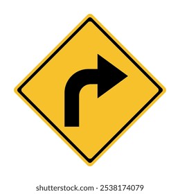 Turn Right Traffic Road Sign,Vector Illustration, Isolate On White Background Symbols Label. EPS10