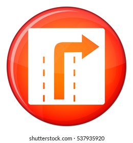 Turn right traffic sign icon in red circle isolated on white background vector illustration