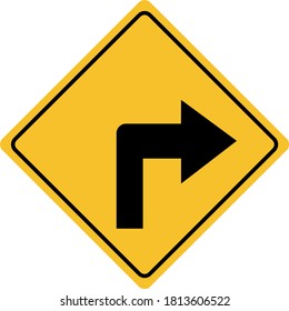 turn right traffic sign on white background. turn right symbol.