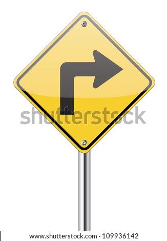 Turn right traffic sign on white