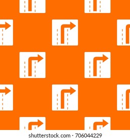 Turn right traffic sign pattern repeat seamless in orange color for any design. Vector geometric illustration