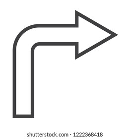 turn right traffic sign vector icon, modern design, simple style