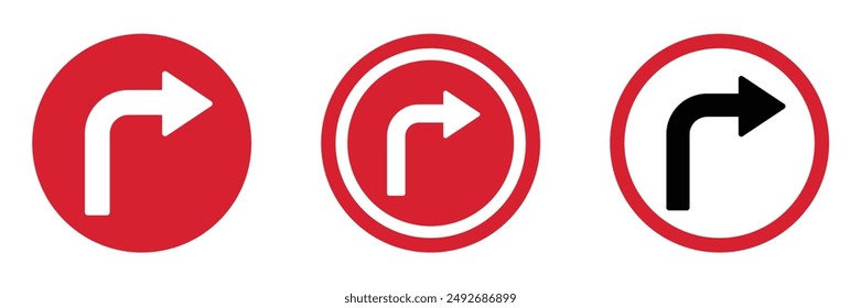 Turn right traffic vector signs se
