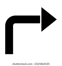 Turn Right Vector Glyph Icon For Personal And Commercial Use.
