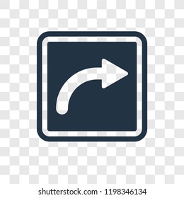 Turn Right vector icon isolated on transparent background, Turn Right transparency logo concept