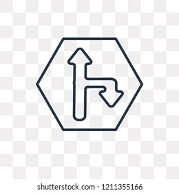 Turn right vector outline icon isolated on transparent background, high quality linear Turn right transparency concept can be used web and mobile