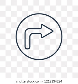 Turn right vector outline icon isolated on transparent background, high quality linear Turn right transparency concept can be used web and mobile