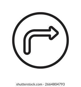 Turn Right Vector Outline Icon. EPS 10 File 