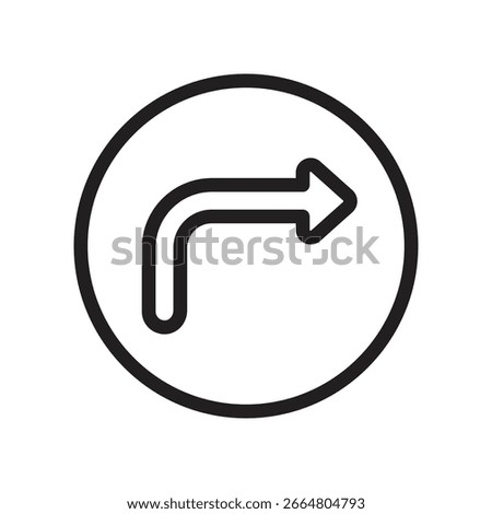 Turn Right Vector Outline Icon. EPS 10 File 