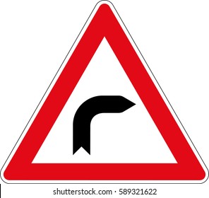 Turn to the right. Vector road sign Germany.