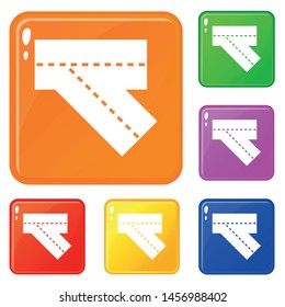 Turn road icons set collection vector 6 color isolated on white background