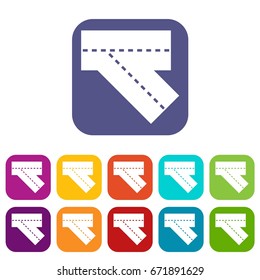 Turn road icons set vector illustration in flat style In colors red, blue, green and other
