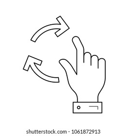 Gire para girar el icono de línea vectorial aislado en el fondo blanco. Gire para girar el icono de línea para infografía, sitio web o aplicación.