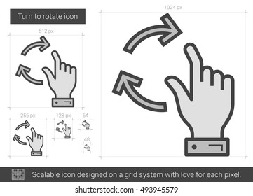 Turn to rotate vector line icon isolated on white background. Turn to rotate line icon for infographic, website or app. Scalable icon designed on a grid system.