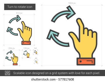Turn to rotate vector line icon isolated on white background. Turn to rotate line icon for infographic, website or app. Scalable icon designed on a grid system.