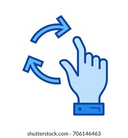 Turn to rotate vector line icon isolated on white background. Turn to rotate line icon for infographic, website or app. Blue icon designed on a grid system.