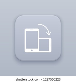 Turn screen, Rotate smartphone, gray vector button with white icon on gray background