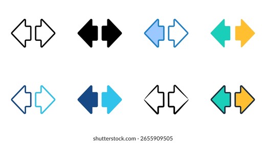 Gire os sinais ícone definir coleção de vários estilos 
