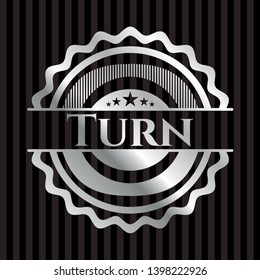 Turn silver emblem. Vector Illustration. Mosaic.