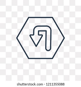 Turn vector outline icon isolated on transparent background, high quality linear Turn transparency concept can be used web and mobile