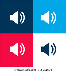 Turn Up Volume Four Color Material And Minimal Icon Logo Set In Red And Blue