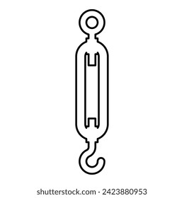 Turnbuckle tensioning wire concept hardware contour outline line icon black color vector illustration image thin flat style