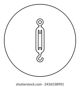 Icono de hardware de concepto de alambre de tensión de tensor de tensor de tensor en círculo redondo negro ilustración vectorial contorno de imagen línea de contorno estilo delgado