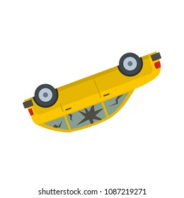 Turned car icon. Flat illustration of turned car vector icon for web