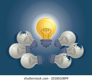 Aus und auf Glühbirne Symbol der Ideen Vektorgrafik.
