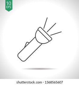 Turned on flashlight illustration. Searching flat vector icon