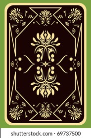 Turned Playing Card on a Green Background. 