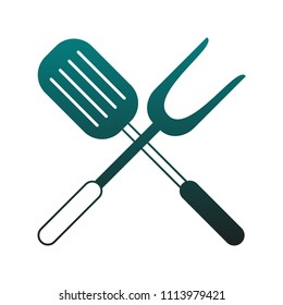 Turner and bbq fork in blue lines