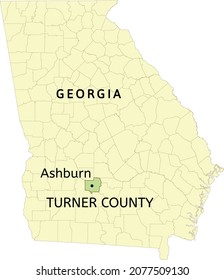 Turner County and city of Ashburn location on Georgia state map
