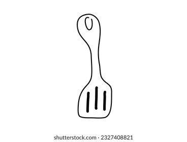 Turner outline vector icon. Kitchen spatula line icon. Vector graphics