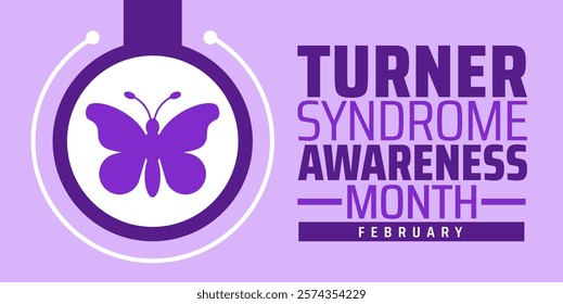 Turner Syndrome Awareness Month background banner or poster design template. observed every year in February. Holiday concept. Use to any Template, card, poster, placard, template.