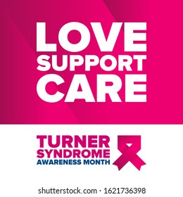 Turner Syndrome Awareness Month. Celebrate annual in February. Woman healthcare. Girl solidarity. Cancer Control and protection. Female disease. Medical healthcare concept. Vector poster