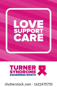 Turner Syndrome Awareness Month. Celebrate annual in February. Woman healthcare. Girl solidarity. Cancer Control and protection. Female disease. Medical healthcare concept. Vector poster