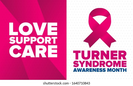 Turner Syndrome Awareness Month. Celebrate annual in February. Woman healthcare. Girl solidarity. Cancer Control and protection. Female disease. Medical healthcare concept. Vector poster