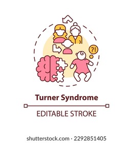 Turner syndrome concept icon. Affects only women. Hereditary disease abstract idea thin line illustration. Isolated outline drawing. Editable stroke. Arial, Myriad Pro-Bold fonts used