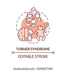 Turner syndrome red concept icon. Affects only women. Hereditary disease abstract idea thin line illustration. Isolated outline drawing. Editable stroke. Arial, Myriad Pro-Bold fonts used