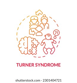 Turner syndrome red gradient concept icon. Affects only women. Hered gradientitary disease abstract idea thin line illustration. Isolated outline drawing. Myriad Pro-Bold font used