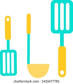 Turners and ladle isolated on white background