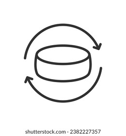 Turning the cheese. Rotation, linear icon. Cheese production stage. Line with editable stroke