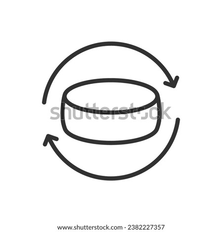 Turning the cheese. Rotation, linear icon. Cheese production stage. Line with editable stroke